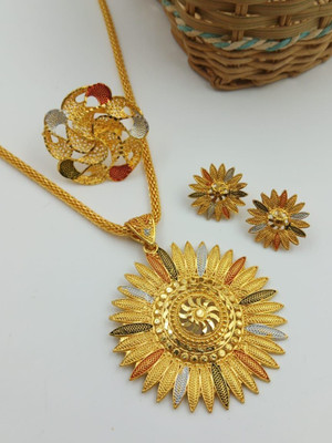 BJ FASHION Brass Gold-plated Multicolor, Gold Jewellery Set(Pack of 1)