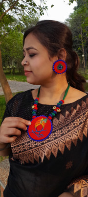 sakhi enterprise Fabric Red Jewellery Set(Pack of 1)