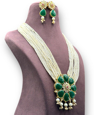 SatnamCreation Alloy Gold-plated Green Jewellery Set(Pack of 1)