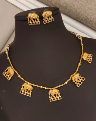 Laxmi Enterprise Brass Gold-plated Gold Jewellery Set(Pack of 3)