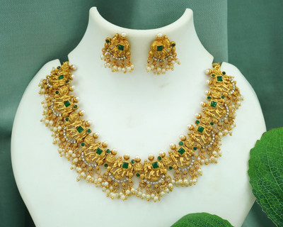 BHARGAV ART Alloy Gold, Green Jewellery Set(Pack of 1)
