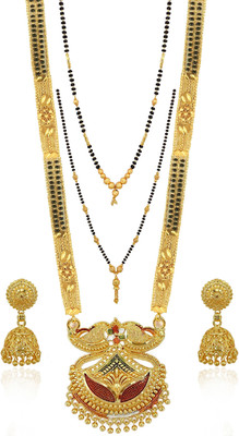 Sangria Brass Gold-plated Gold, Black Jewellery Set(Pack of 1)