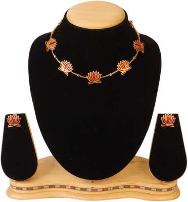 Swarajshop Alloy Gold-plated Red Jewellery Set(Pack of 3)