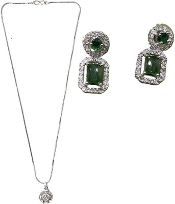 SRK Fashions Alloy Silver, Green Jewellery Set(Pack of 1)