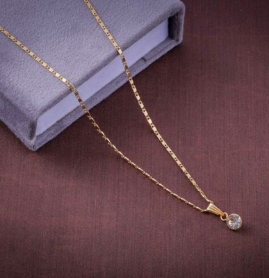 Jewel WORLD Gold-Plated American Diamond Daily wear Necklace Chain for Girls & women Beads Gold-plated Plated Alloy Chain