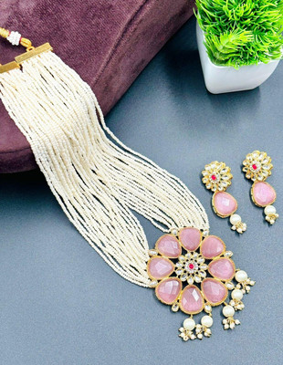 SHYAM Alloy Gold-plated Pink Jewellery Set(Pack of 1)