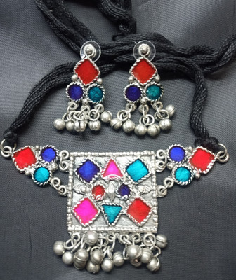 Roopkotha Oxidised Silver Silver Multicolor Jewellery Set(Pack of 3)