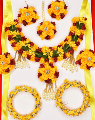 ALL DAY 365 Fabric Maroon, Yellow Jewellery Set(Pack of 6)