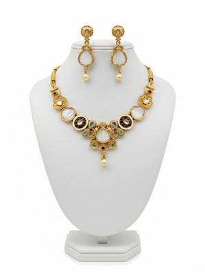 Rajasthankundan Alloy Gold-plated Multicolor Jewellery Set(Pack of 1)