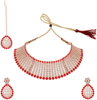 Styylo Jewels Brass Gold-plated Red Jewellery Set(Pack of 4)