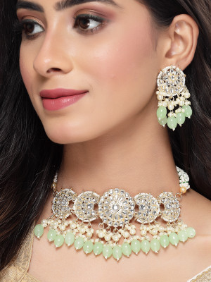 Studio Sukkhi Alloy Gold-plated Green Jewellery Set(Pack of 3)