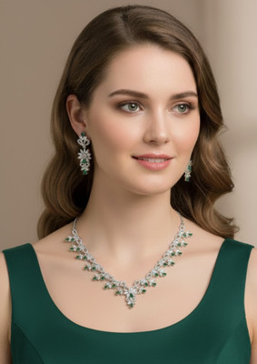 KD JEWELLERS Brass Green Jewellery Set(Pack of 1)