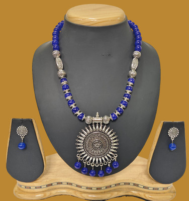 HARIHARA FASHION Oxidised Silver Blue, Silver Jewellery Set(Pack of 1)
