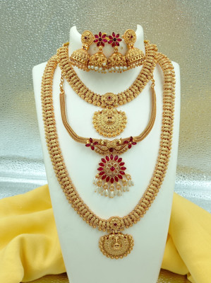 Shilpa Creation Alloy Gold, Ruby Red Jewellery Set(Pack of 2)