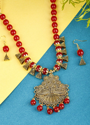 Shree Shyam Alloy Red, Gold Jewellery Set(Pack of 3)