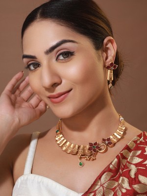 Priyaasi Brass Gold-plated Gold Jewellery Set(Pack of 3)