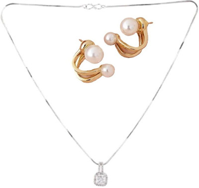 SRK Fashions Alloy White, Gold Jewellery Set(Pack of 1)