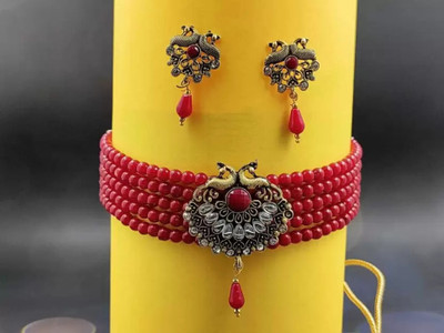 SUGHOSH Brass Gold-plated Red Jewellery Set(Pack of 1)