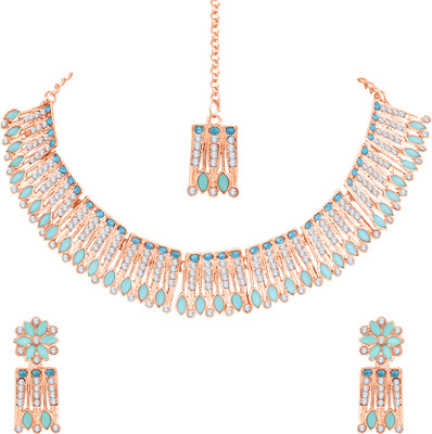 Atasi International Alloy Gold-plated Rose Gold, Blue Jewellery Set(Pack of 1)