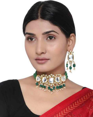 SUNSHINE FASHION HUB Metal Gold-plated Green Jewellery Set(Pack of 1)