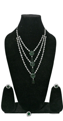 sskt Brass, Alloy Silver Green Jewellery Set(Pack of 1)