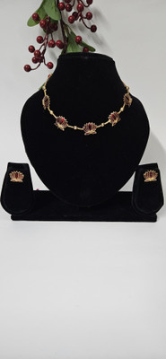 Azora Collections Alloy Gold-plated Red Jewellery Set(Pack of 1)