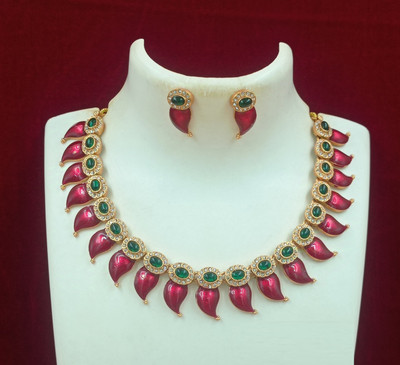 Shilpa Creation Brass Pink Jewellery Set(Pack of 1)