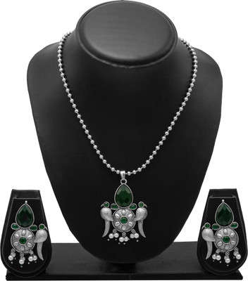 Shining Jewel Brass Brass Green Jewellery Set(Pack of 3)