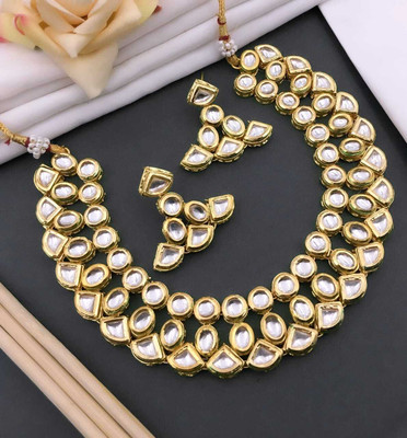 JSA Alloy Gold-plated White Jewellery Set(Pack of 1)