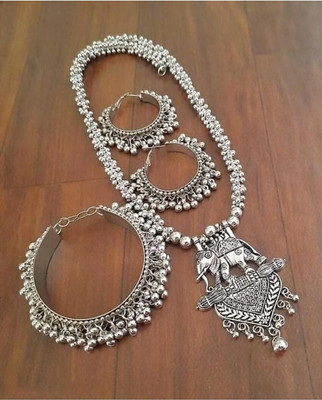 DF DEB FASHION Oxidised Silver, Alloy Silver Jewellery Set(Pack of 1)
