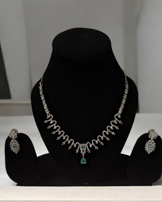 palmora Oxidised Silver Rhodium Blue Jewellery Set(Pack of 1)