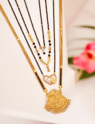 EthnicEmbrace Alloy Gold-plated Gold, Black Jewellery Set(Pack of 4)