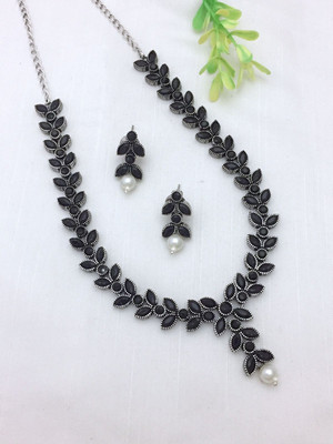 PBM CREATIONS Oxidised Silver Black Jewellery Set(Pack of 1)