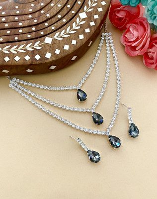 Vacker Alloy Silver Grey Jewellery Set(Pack of 1)