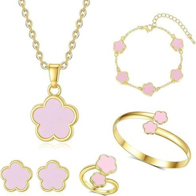 MARMORIS ECOM Alloy Pink Jewellery Set(Pack of 5)