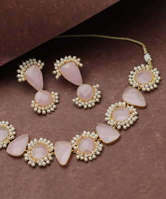 SOHI Alloy Gold-plated Pink Jewellery Set(Pack of 3)