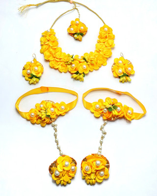 Gahana Fabric Yellow Jewellery Set(Pack of 1)