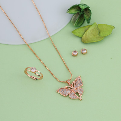 Radheshyam Creation Alloy Gold-plated Rose Gold Jewellery Set(Pack of 4)