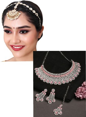 VATSALYA creation Alloy Gold-plated White, Pink Jewellery Set(Pack of 2)