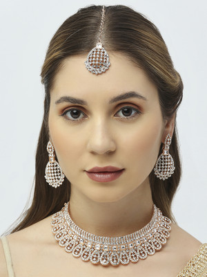 VATSALYA creation Alloy Gold-plated White Jewellery Set(Pack of 1)