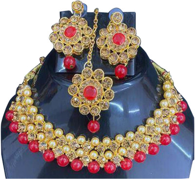 Chikku Alloy Red Jewellery Set(Pack of 1)