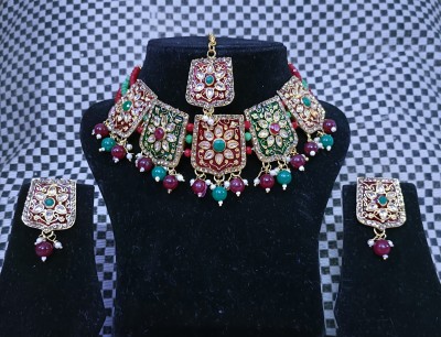 DDVS FASHION Brass Gold-plated Green, Maroon, White Jewellery Set(Pack of 1)
