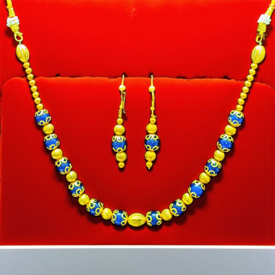 Aroras Bridal & Fashion Jewellery Crystal Brass Blue Jewellery Set(Pack of 1)
