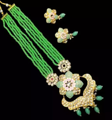 SatnamCreation Alloy Gold-plated Green Jewellery Set(Pack of 1)