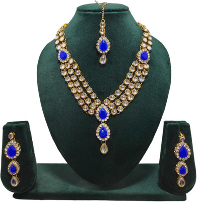 RAUNAK CREATION Alloy Gold-plated Blue Jewellery Set(Pack of 1)