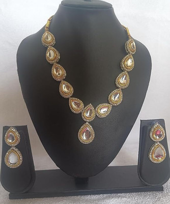 Anjani fashion Alloy Silver White Jewellery Set(Pack of 1)