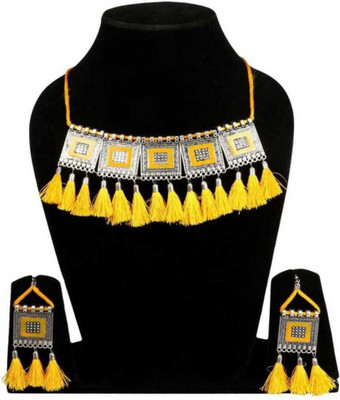 house of common Oxidised Silver Yellow Jewellery Set(Pack of 1)