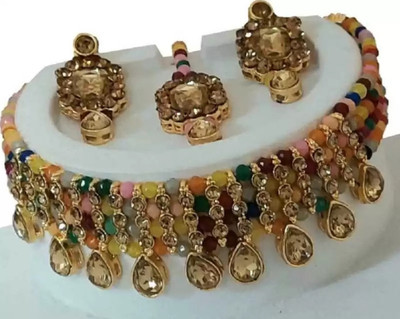 AMHRIK IMITATION Crystal Gold-plated Multicolor, Gold Jewellery Set(Pack of 1)