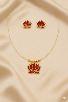 R S Jewels Brass Enamel Red Jewellery Set(Pack of 1)