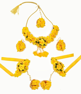 Shubh Lakshmi Creation Fabric Yellow Jewellery Set(Pack of 6)